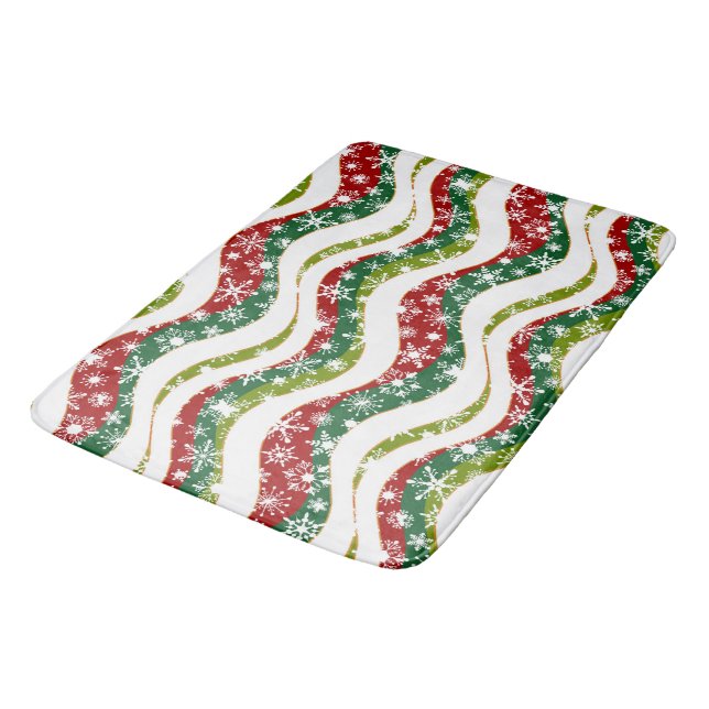 Tapis De Bain Vagues de Noël et flocons de neige (Angle)