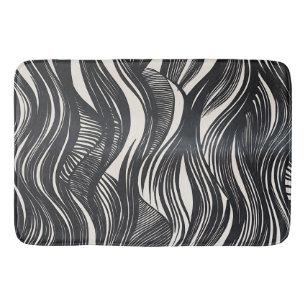 Tapis De Bain Vagues monochromatiques Abstraites modernes