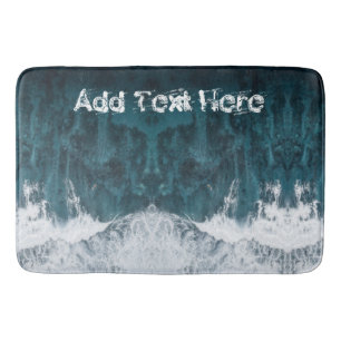 Tapis De Bain Vagues océaniques brisées avec du texte personna