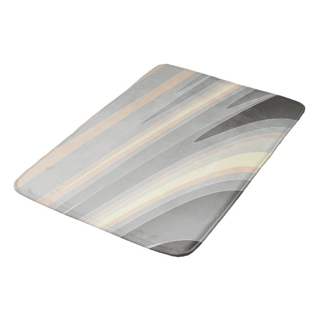 Tapis De Bain vagues rose gris jaune (Angle)