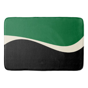 Tapis De Bain Vagues simples 2 en vert, crème et noir