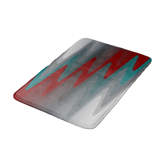 Tapis De Bain vagues turquoises de gris bordeaux (Angle)