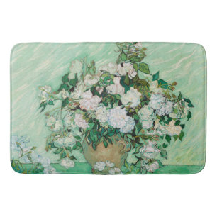 Tapis De Bain Van Gogh Vase avec roses roses Vintages