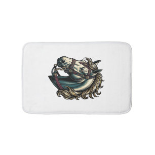 Tapis De Bain Vecteur de tête de cheval de gravure vintage