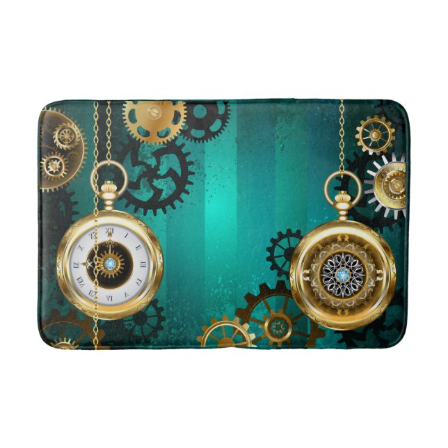 Tapis De Bain Veille bijoux Steampunk sur un Arrière - plan vert (Devant)