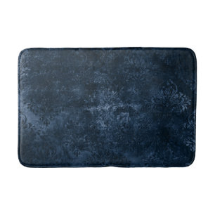 Tapis De Bain Velvety Navy Damask Bleu foncé Grunge Baroque