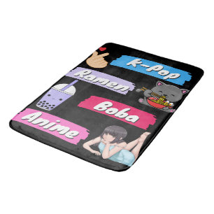 Tapis De Bain Ventilateur de culture K-Pop, Ramen, Boba et Anime