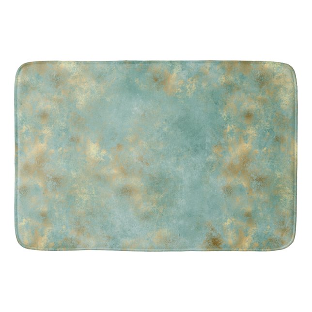 Tapis De Bain Vernis d'or Aqua Mint Abstrait (Devant)