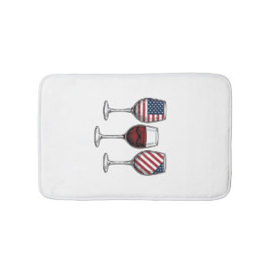 Tapis De Bain Verres à vin patriotiques dessin de t-shirt vector