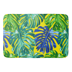 Tapis De Bain Vert Bleu Jaune été Feuilles tropicaux