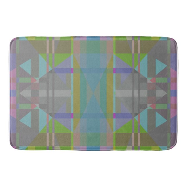 Tapis De Bain Vert bleu violet géométrique (Devant)