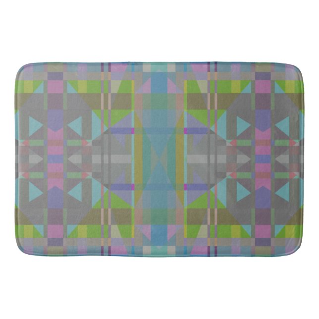 Tapis De Bain Vert bleu violet géométrique (Devant)