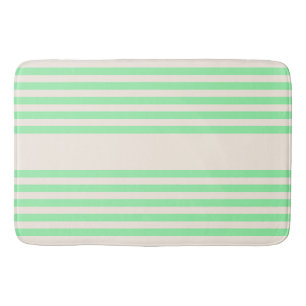 Tapis De Bain Vert et beige cinq rayures motif