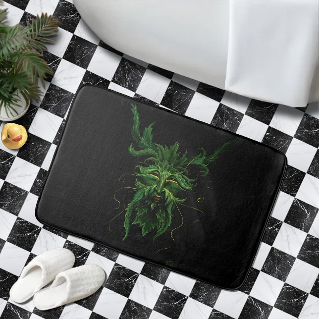 Tapis De Bain Vert Homme Fae Feuilles Noir (Créateur téléchargé)