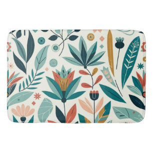 Tapis De Bain Vert Orange Bold Moderne Floral Motif d'impression