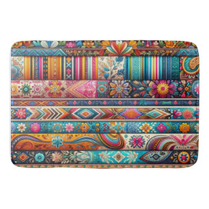 Tapis De Bain Vibrant Boho Stripes : Art Textile Eclectique