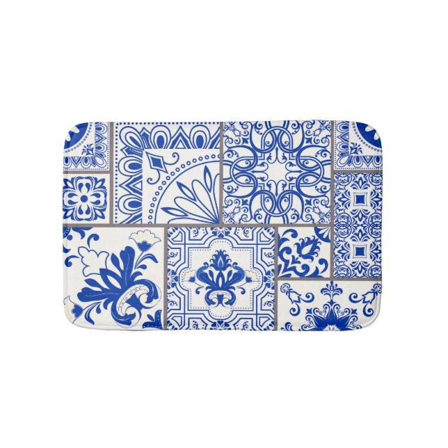 Tapis De Bain Victorian Majolica : Patchwork Tile Motif. (Devant)