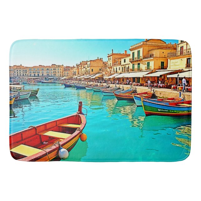 Tapis De Bain Vie portuaire méditerranéenne dynamique (Devant)