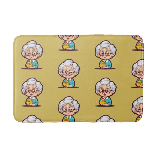 Tapis De Bain Vieille dame avec poulet (Devant)