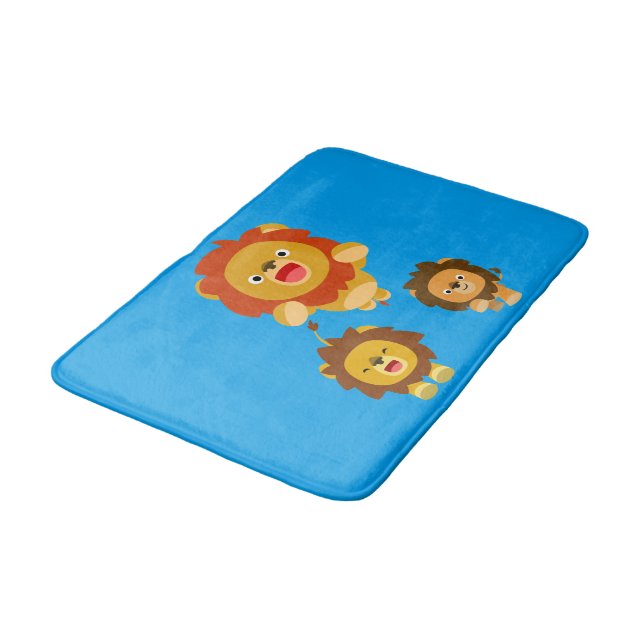 Tapis De Bain 'Viens ! ! ' Trois mignons lions de dessin (Angle)