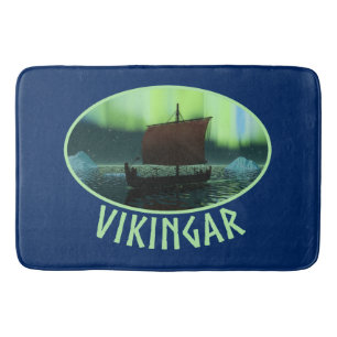 Tapis De Bain Viking Navire Et Lumières Du Nord