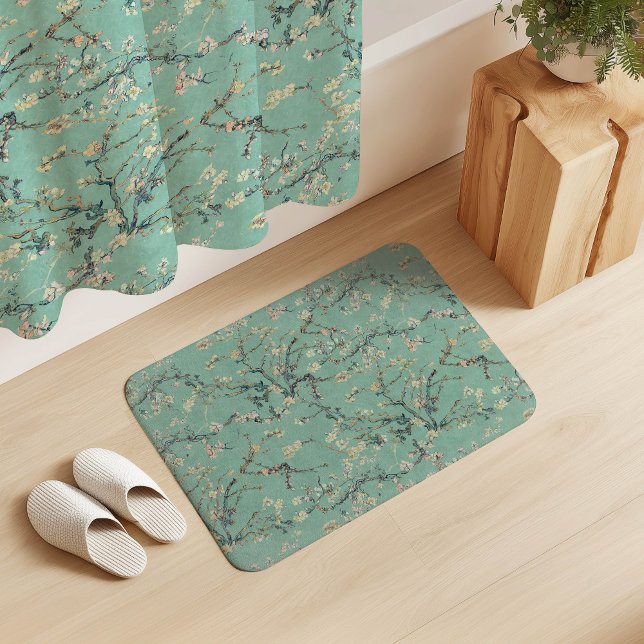 Tapis De Bain Vincent Van Gogh Almond Blossom on Mint Green (Créateur téléchargé)