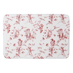 Tapis De Bain Vintage ailes Cherub Angels Fleurs Toile Rouge