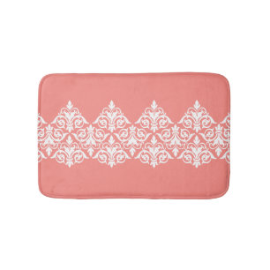 Tapis de bain vintage blanc de corail de damassé