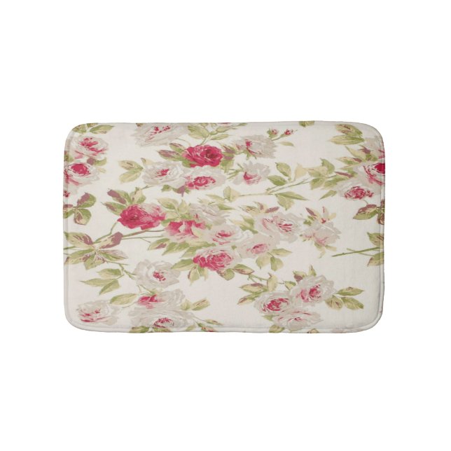 Tapis De Bain Vintage Chic Shabby Fille Roses (Devant)