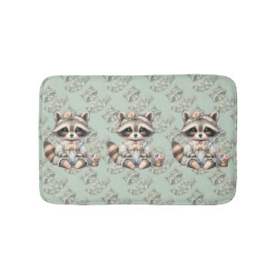 Tapis De Bain Vintage habillé Cottagecore Raccoon Pastel