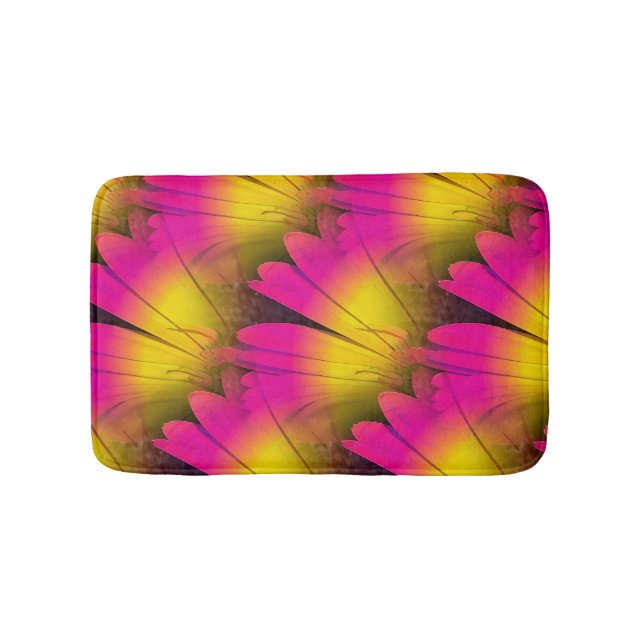 Tapis De Bain Vintage marguerite rose jaune (Devant)