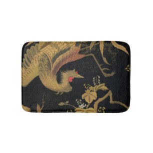 Tapis De Bain Vintage Phoenix Gold Black Bird japonais