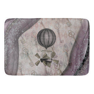 Tapis De Bain Vintage Steampunk Glam Purple Airship