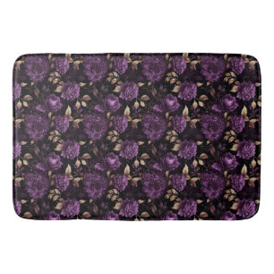 Tapis De Bain Violet Et Or Motif Botanique Gothique Sombre