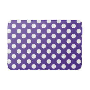 Tapis De Bain Violet pourpre et pois blancs