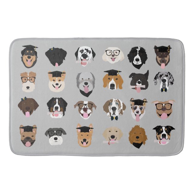 Tapis De Bain Visage de chien de fin d'études (Devant)