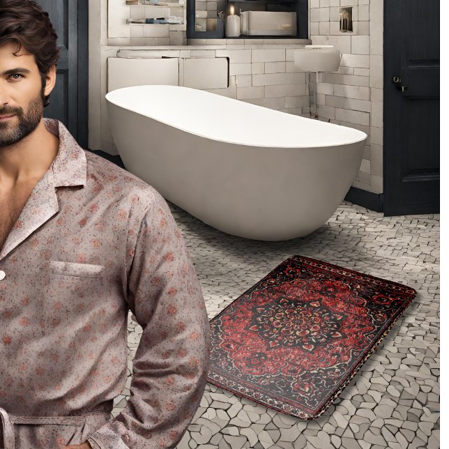 Tapis De Bain Visage de tapis persan en champ teinté rose (Créateur téléchargé)