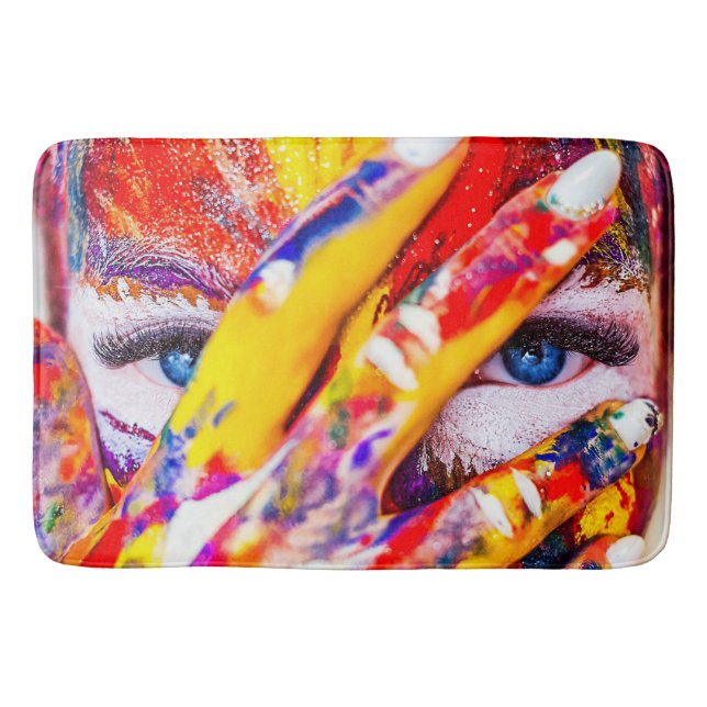 Tapis De Bain Visage des femmes Abstraites peintes (Devant)