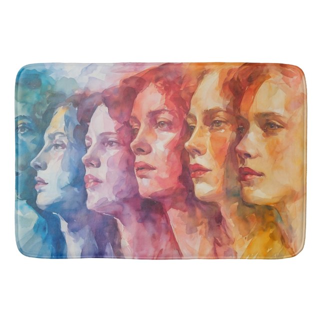 Tapis De Bain Visages des femmes - Peinture aquarelle (Devant)