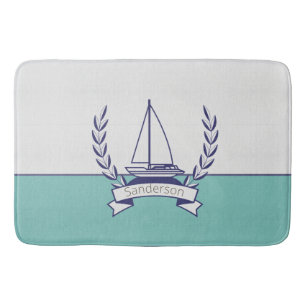 Tapis De Bain Voilier nautique Turquoise Blue Navy été