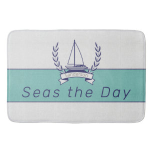 Tapis De Bain Voilier nautique Turquoise Blue Navy été