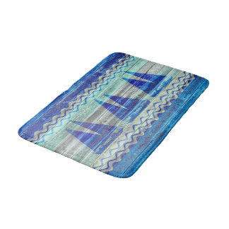 Tapis De Bain Voiliers côtiers rustiques de décor de bleu marine