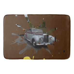 Tapis De Bain Voiture Vintage Classique Gris Et Bourgogne,