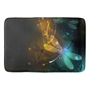 Tapis De Bain Vol de libellule verte lumineuse