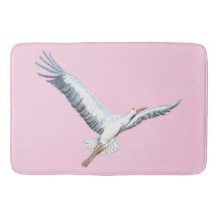 Tapis de bain volant de cigogne blanche