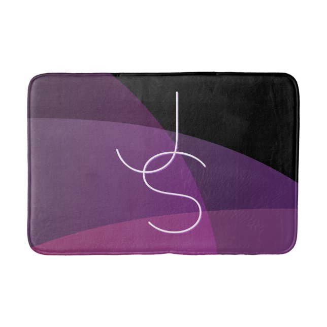 Tapis De Bain Vos initiales de chevauchement | Moderne violet et (Devant)
