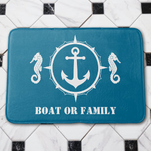 Tapis De Bain Votre bateau ou votre nom de famille Ancre hippiqu