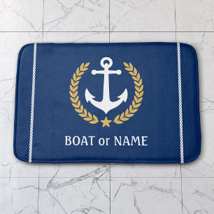 Tapis De Bain Votre nom de bateau Ancre nautique Gold Laurel Nav
