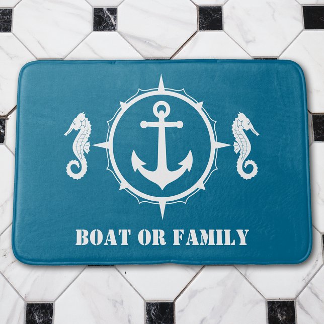 Tapis De Bain Votre nom de bateau ou de famille Ancre hippocampe (Several sizes to choose from.)