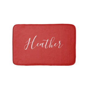 Tapis De Bain Votre script blanc personnalisé en rouge